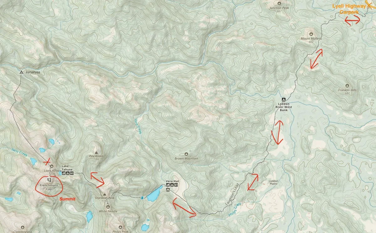 Carte d'accès à Frenchmans Cap